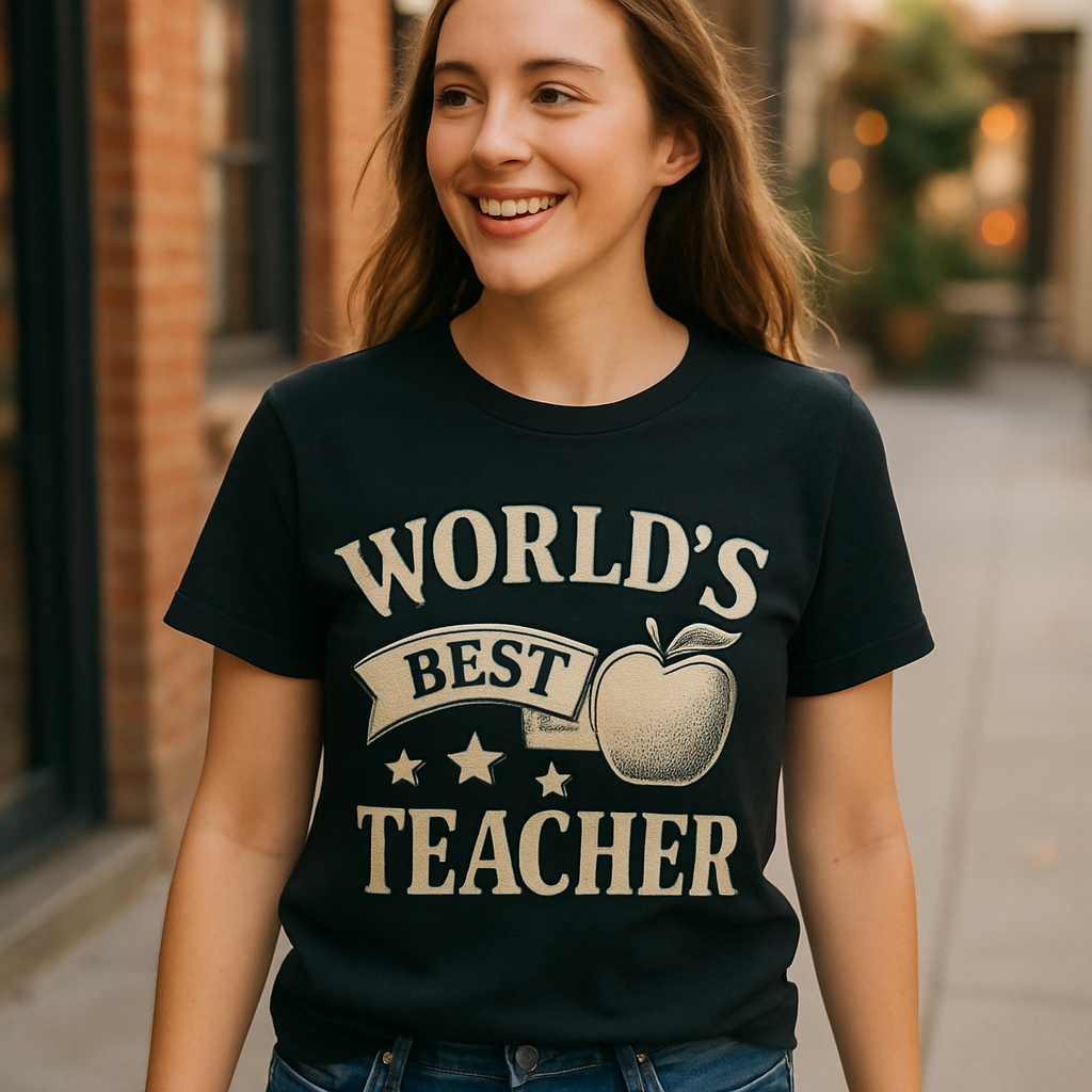 World's Best Teacher T-Shirt – Vintage Apple Graphic, Gift for Teachers, Teacher Appreciation, Classroom, Teacher Life Shirt Teacher%20Life%20prompt%2034%20lifestyle%20mockup.png