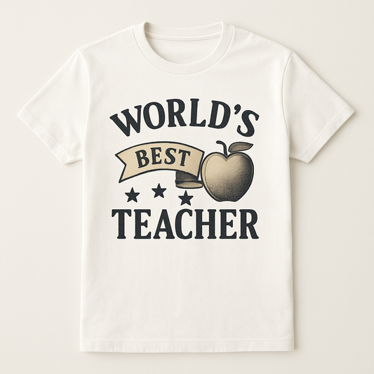 World's Best Teacher T-Shirt – Vintage Apple Graphic, Gift for Teachers, Teacher Appreciation, Classroom, Teacher Life Shirt Teacher%20Life%20prompt%2034%20studio%20mockup.png