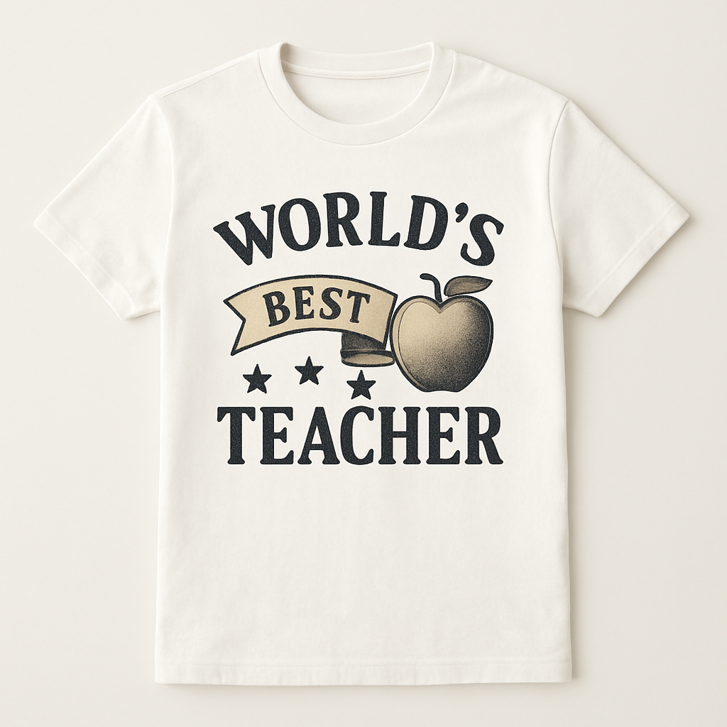 World's Best Teacher T-Shirt – Vintage Apple Graphic, Gift for Teachers, Teacher Appreciation, Classroom, Teacher Life Shirt Teacher%20Life%20prompt%2034%20studio%20mockup.png