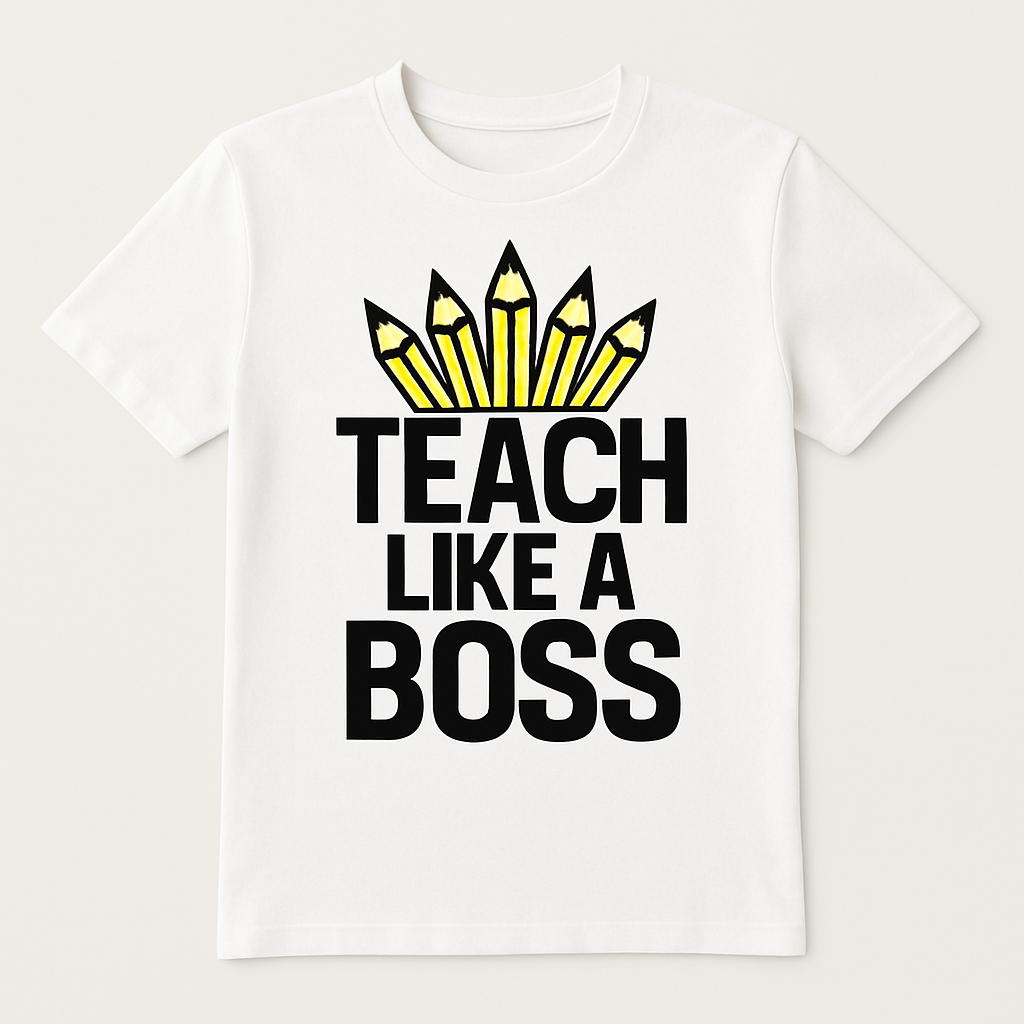 Teach Like a Boss Teacher Life T-Shirt – Bold Pencil Graphic, Fun Back to School Gift for Teachers, Classroom Appreciation Tee Teacher%20Life%20prompt%2037%20studio%20mockup.png