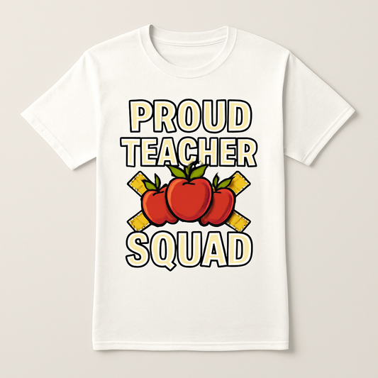 Proud Teacher Squad T-Shirt – Cute Apples & Rulers Design, Teacher Gift, Back to School Shirt, Teacher Life Classroom Tee Teacher%20Life%20prompt%2040%20studio%20mockup.png