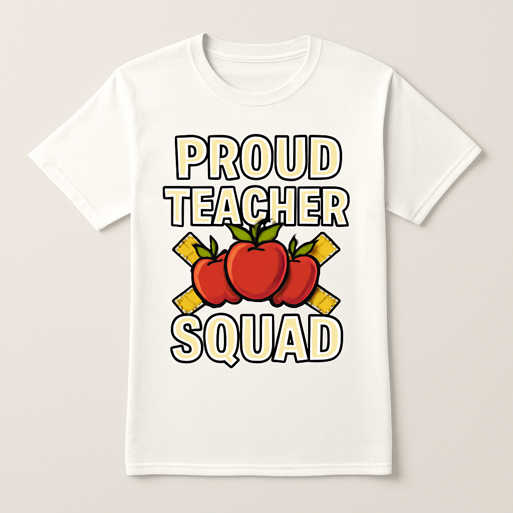 Proud Teacher Squad T-Shirt – Cute Apples & Rulers Design, Teacher Gift, Back to School Shirt, Teacher Life Classroom Tee Teacher%20Life%20prompt%2040%20studio%20mockup.png