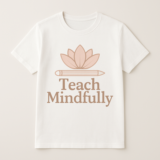 Mindful Teacher Life T-Shirt – Teach Mindfully Lotus Flower & Pencil Graphic, Inspirational Gift for Teachers, Mindfulness Classroom Tee Teacher%20Life%20prompt%2041%20studio%20mockup.png