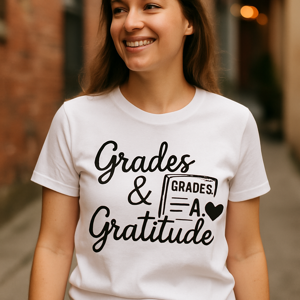 Grades & Gratitude Teacher T-Shirt – Cute A+ Report Card, Heart Graphic, Gift for Educators, Teacher Life Shirt, Appreciation Tee Teacher%20Life%20prompt%2042%20lifestyle%20mockup.png