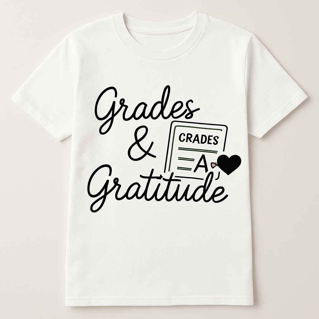 Grades & Gratitude Teacher T-Shirt – Cute A+ Report Card, Heart Graphic, Gift for Educators, Teacher Life Shirt, Appreciation Tee Teacher%20Life%20prompt%2042%20studio%20mockup.png
