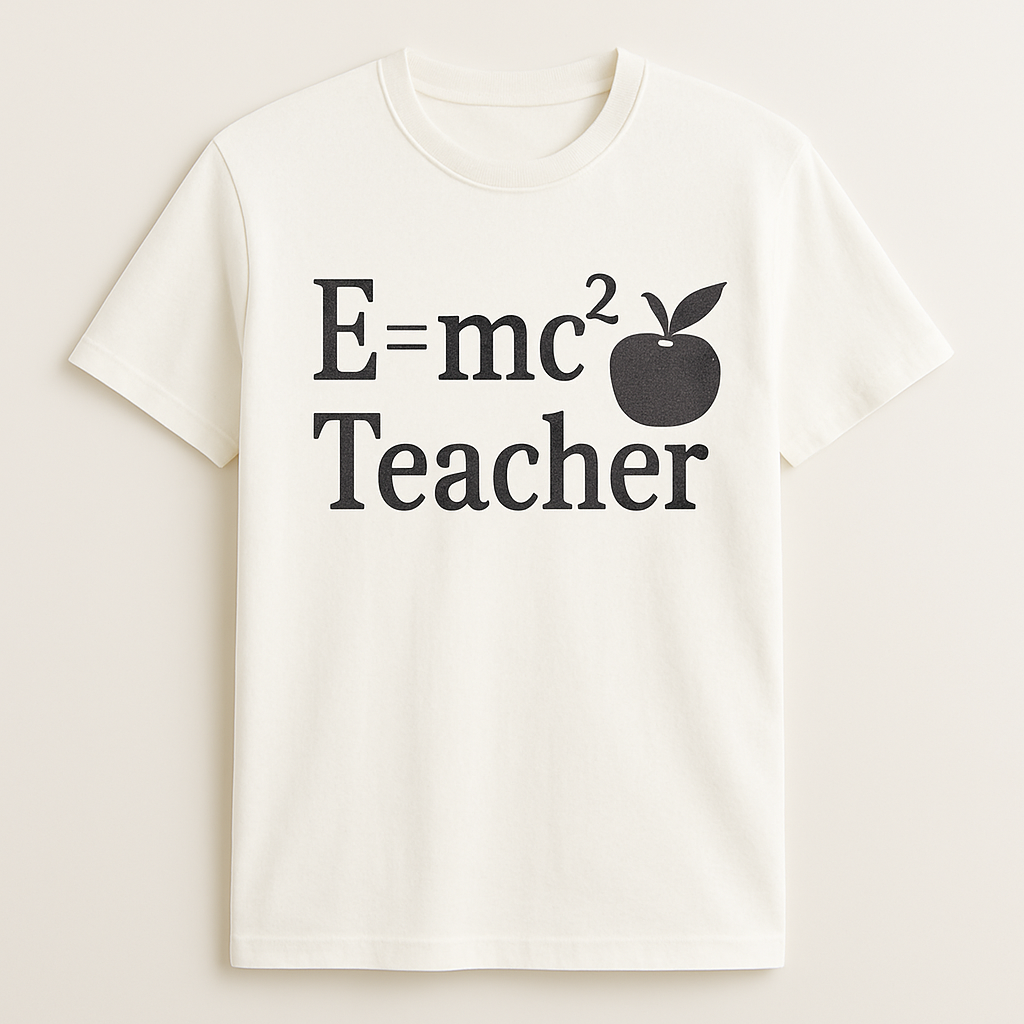 E=mc² Teacher T-Shirt with Apple Graphic – Funny Science Teacher Gift, Back to School Teacher Life Shirt Teacher%20Life%20prompt%2046%20studio%20mockup.png