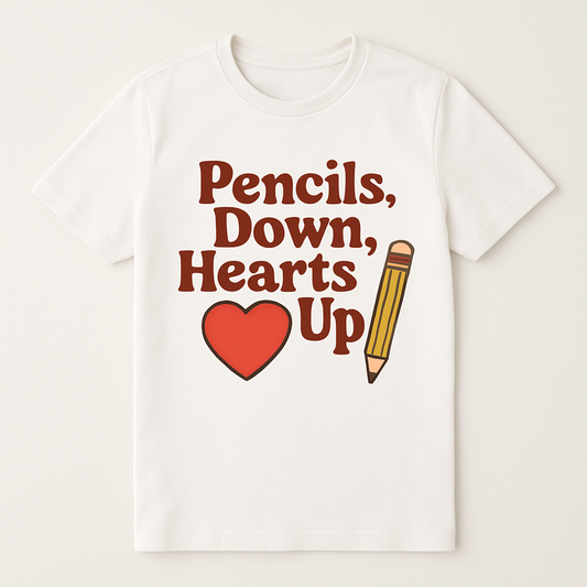 Pencils Down Hearts Up Teacher Life T-Shirt – Cute Pencil & Heart Graphic, Gift for Teachers, Classroom Appreciation Tee Teacher%20Life%20prompt%2049%20studio%20mockup.png