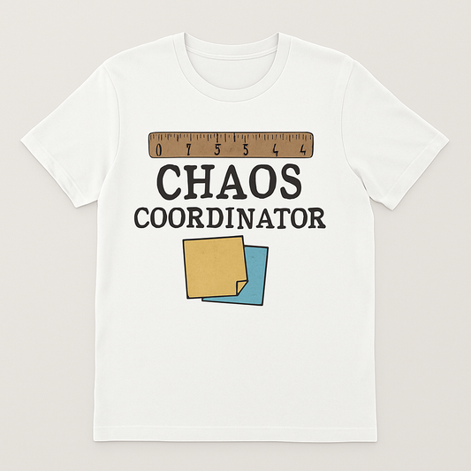 Chaos Coordinator Teacher T-Shirt – Funny Ruler & Sticky Note Design, Perfect Teacher Life Gift, Classroom Humor Teacher Tee Teacher%20Life%20prompt%205%20studio%20mockup.png