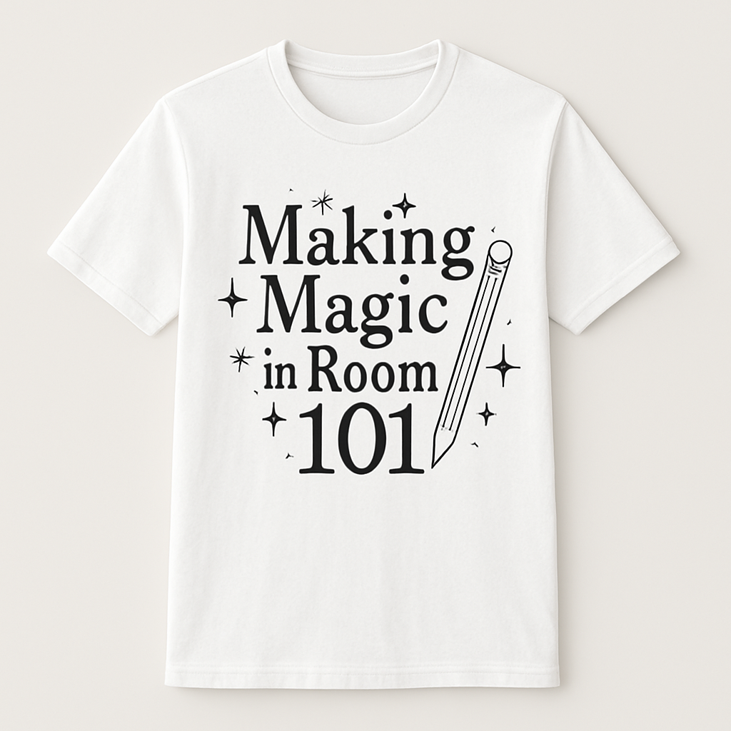 Making Magic in Room 101 Teacher Shirt – Cute Teacher Life Gift, Classroom Pencil & Stars, Back to School Teacher Tee Teacher%20Life%20prompt%208%20studio%20mockup.png