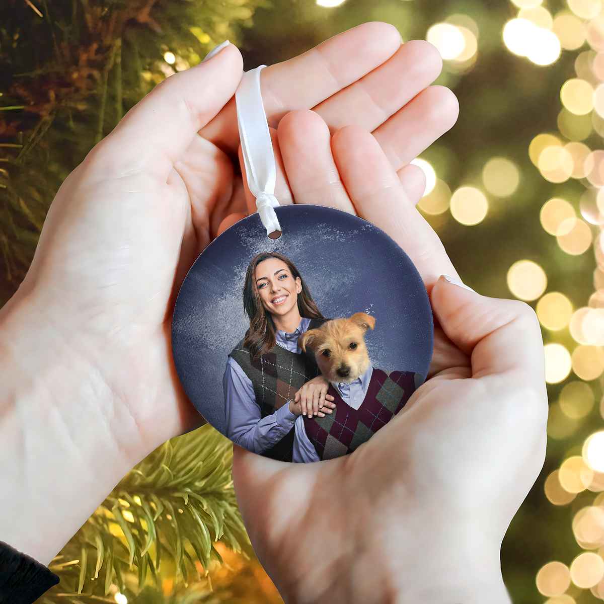 The Step Brothers Ornament,Personalized Ceramic Ornament Christmas Gifts For Dog Owners, Funny Pet And Owner Portraits Gift