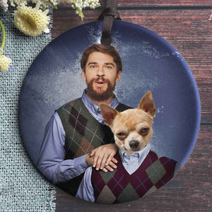 The Step Brothers Ornament,Personalized Ceramic Ornament Christmas Gifts For Dog Owners, Funny Pet And Owner Portraits Gift