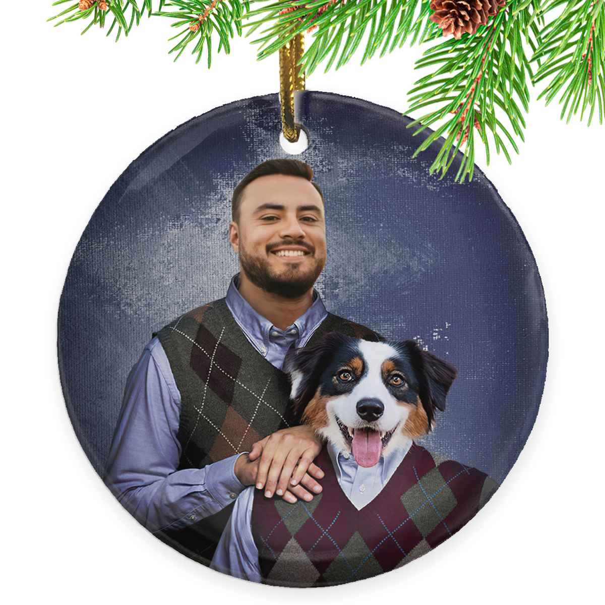 The Step Brothers Ornament,Personalized Ceramic Ornament Christmas Gifts For Dog Owners, Funny Pet And Owner Portraits Gift