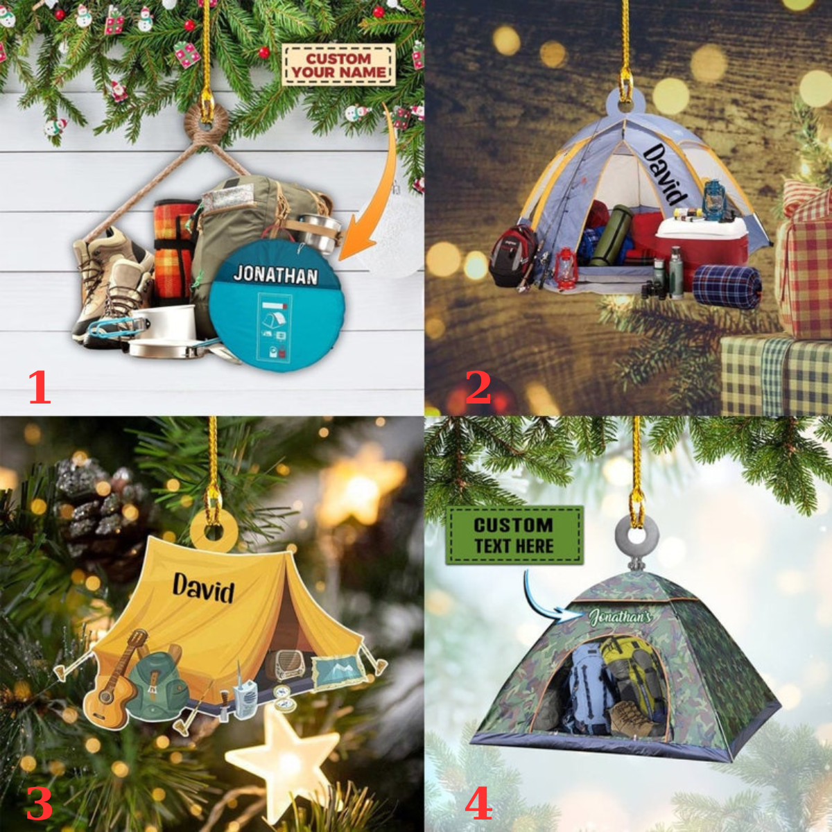 Personalized Camping Christmas Ornament ,Camping Lover Gift, Camping Lover Ornament, Keepsake Gift For Camper, Hiking Decor Gift