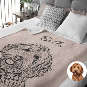 Personalized Dog Photo Memorial Blanket, Dog Mom Gift, Dog Face and Name Blanket, Dog Lover Gift