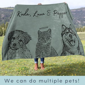 Personalized Dog Photo Memorial Blanket, Dog Mom Gift, Dog Face and Name Blanket, Dog Lover Gift