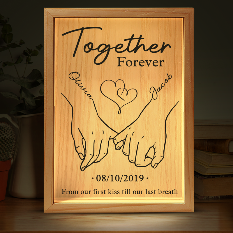 Together Forever From Our First Kiss Till Our Last Breath - Couple Personalized Custom Frame Light - Gift For Husband Wife, Anniversary
