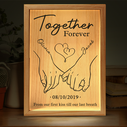 Together Forever From Our First Kiss Till Our Last Breath - Couple Personalized Custom Frame Light - Gift For Husband Wife, Anniversary