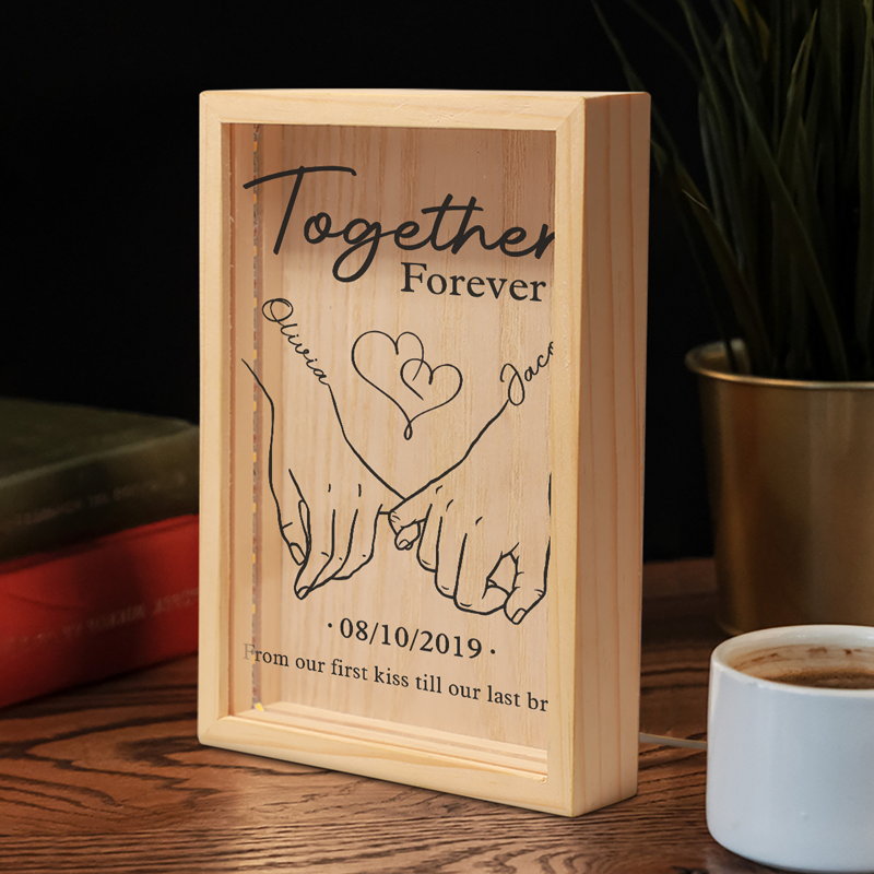Together Forever From Our First Kiss Till Our Last Breath - Couple Personalized Custom Frame Light - Gift For Husband Wife, Anniversary