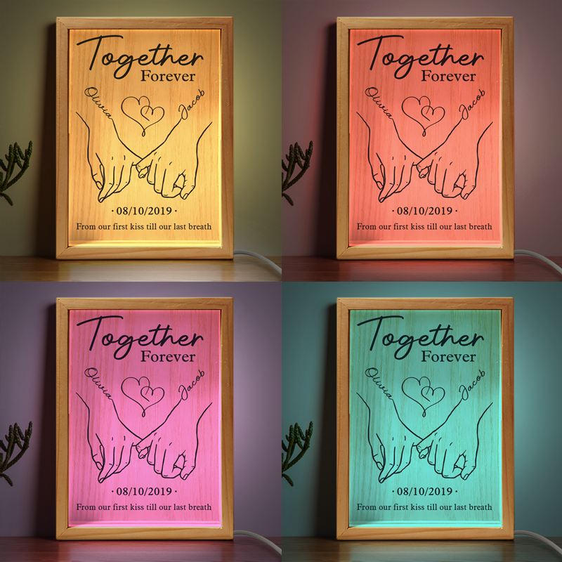 Together Forever From Our First Kiss Till Our Last Breath - Couple Personalized Custom Frame Light - Gift For Husband Wife, Anniversary