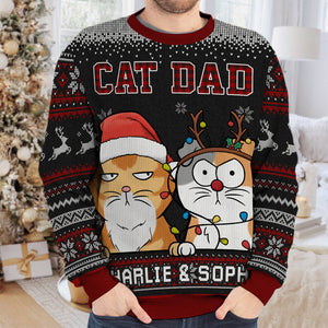 Best Cat Dad Ever - Cat Personalized Custom Ugly Sweatshirt - Unisex Wool Jumper - Christmas Gift For Pet Owners, Pet Lovers