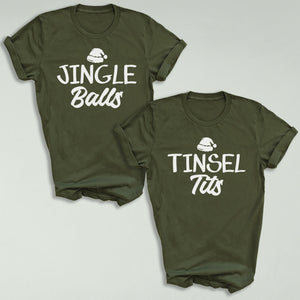 Jingle Balls & Tinsel Tits - Family Matching Christmas Couple Matching Shirt
