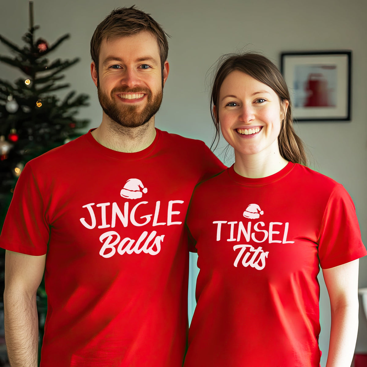 Jingle Balls & Tinsel Tits - Family Matching Christmas Couple Matching Shirt