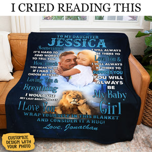 To My Daughter Lion Dad Mom Upload Photo Blanket Gift For Daughter