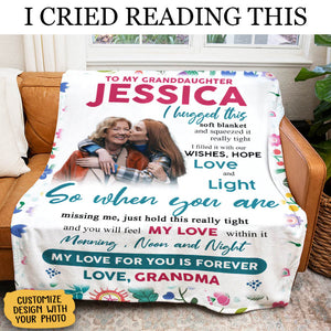 To Our Granddaughter We Hugged This Blanket Gift For Granddaughter From Grandma & Grandpa Birthday Gift Home Decor Bedding Couch Sofa Soft and Comfy Cozy