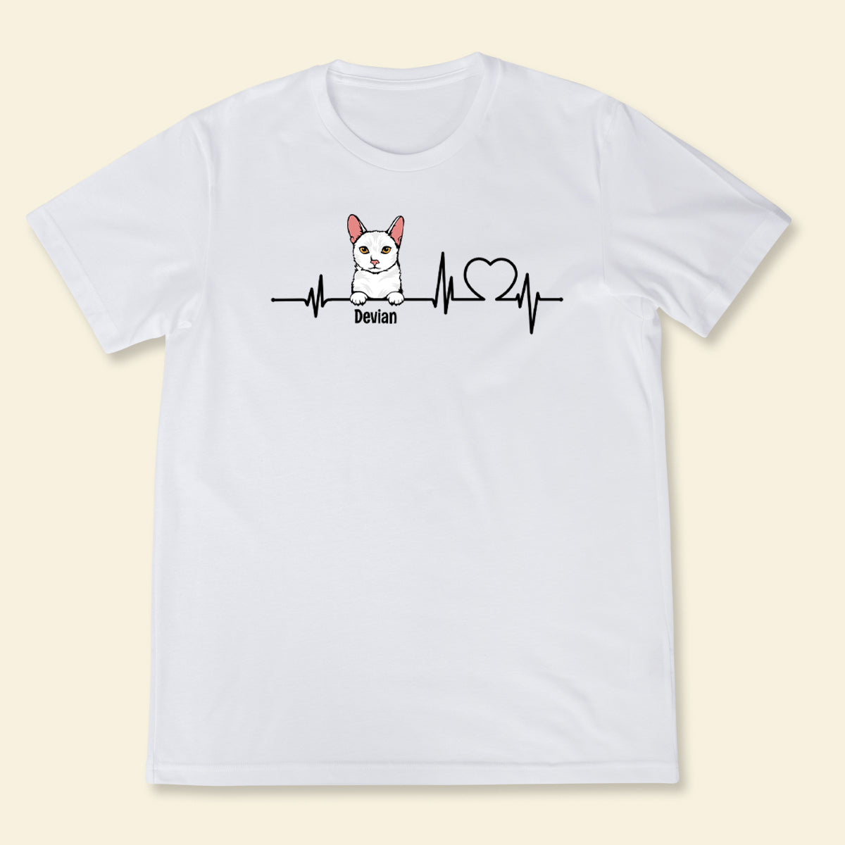Cat Heartbeat - Personalized Apparel - Gift For Cat Lovers