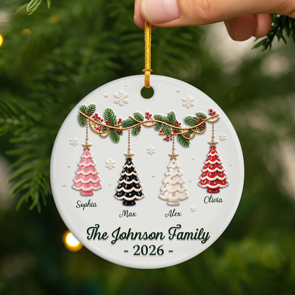 Christmas Tree Ceramic Ornament - Personalized Family Ornaments