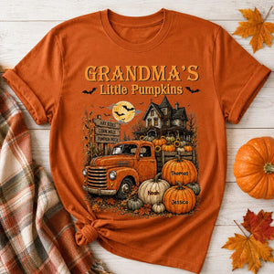 Halloween Town Style Grandma's Little Pumpkins Truck - Personalized Shirt - Halloween Gift For Grandma