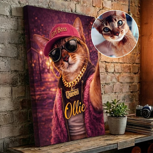 Custom Pet Portrait, Dog Portrait Hip Hop, Cat Portrait Canvas,
