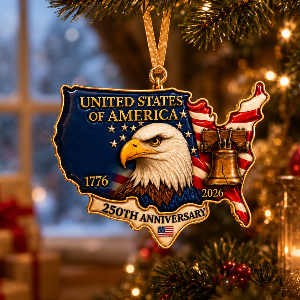 United States 250th Anniversary - Proud American Ornament - Real 3D Raised Ornament