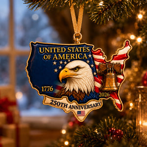 United States 250th Anniversary - Proud American Ornament - Real 3D Raised Ornament