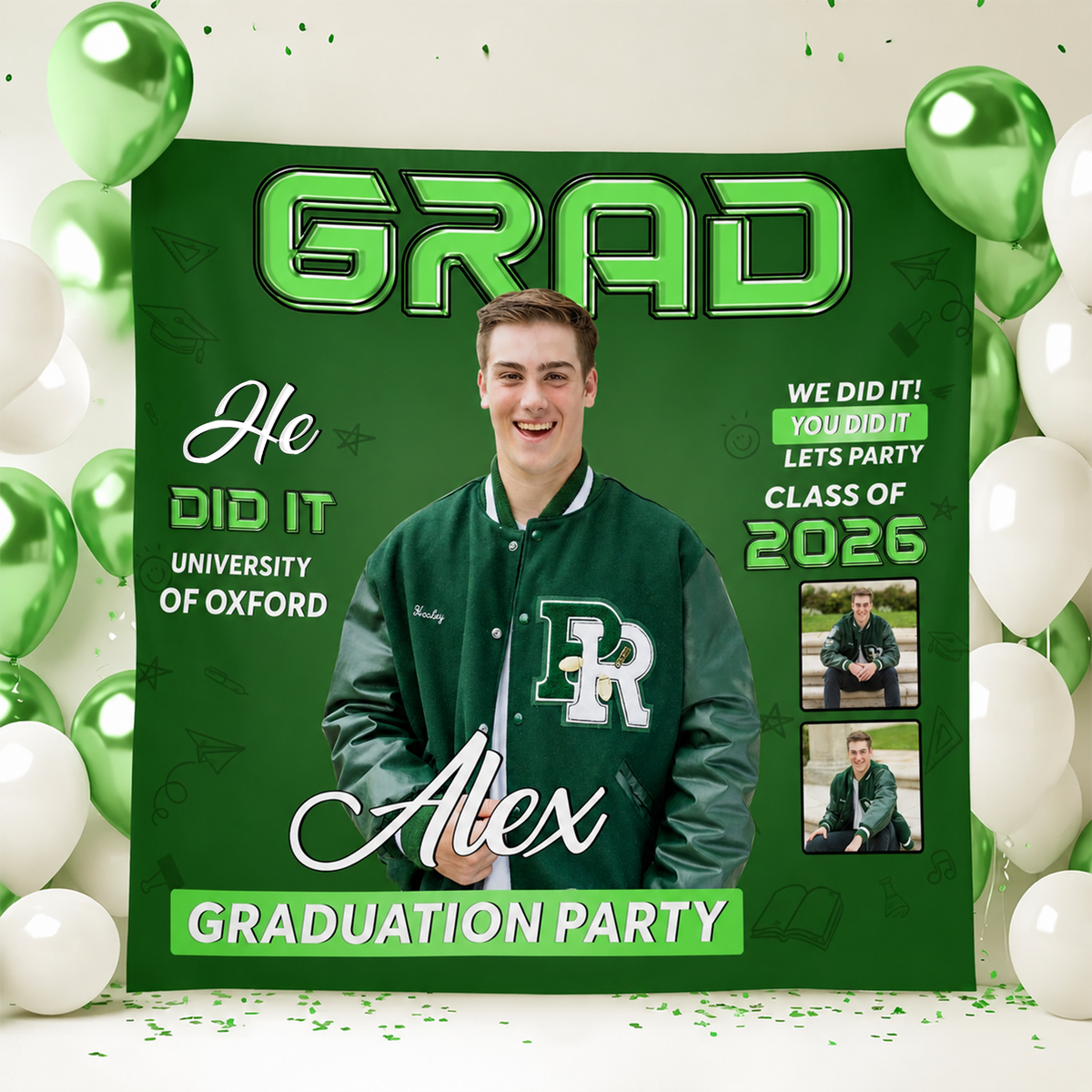Custom Photo Class of 2026 Graduation Backdrop