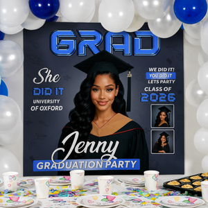 Custom Photo Class of 2026 Graduation Backdrop