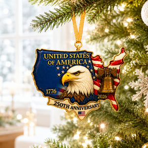 United States 250th Anniversary - Proud American Ornament - Real 3D Raised Ornament