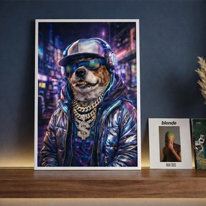 Custom Pet Portrait, Dog Portrait Hip Hop, Cat Portrait Canvas,