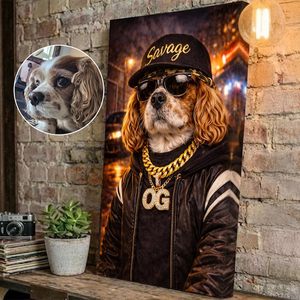 Custom Pet Portrait, Dog Portrait Hip Hop, Cat Portrait Canvas,