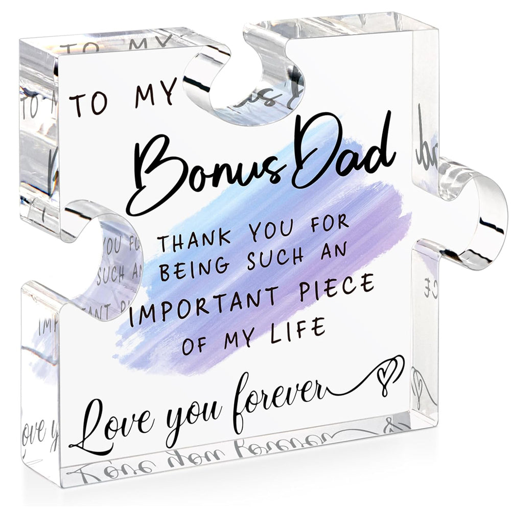 Step Dad Gifts from Daughter Son Bonus Dad Gifts Best Step Dad Gifts Fathers Day for Stepfather Bonus Fathers Bonus Dad Christmas Birthday Thanksgiving Gifts Card Acrylic Plaque Keepsake Present