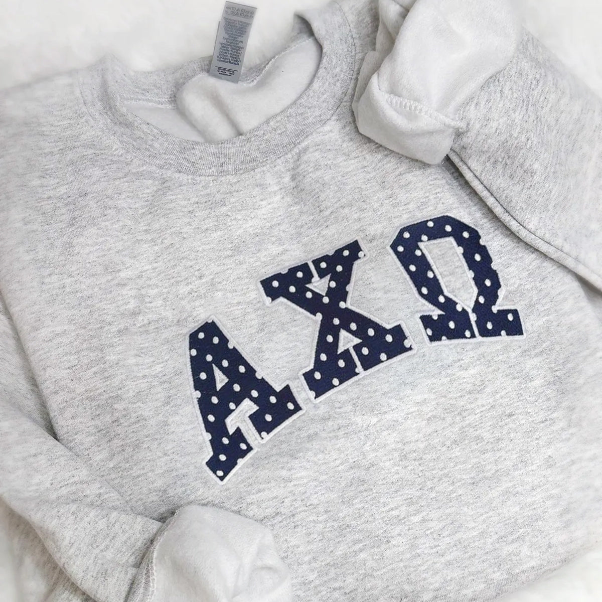 Polka Dot Embroidered Crewneck / Grey Sorority Crewneck / Grey Sorority Sweatshirt / Sorority Apparel / Greek Apparel