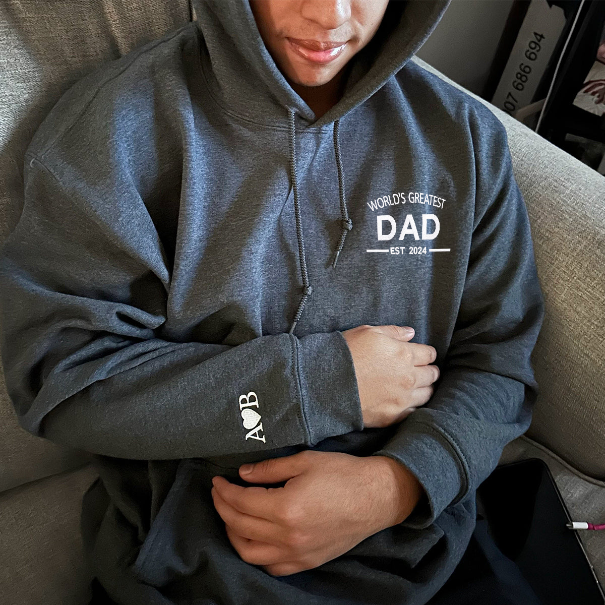 World's Greatest Dad Sweatshirt or Hoodie, Embroidered Gift with Est Year or Kids Names