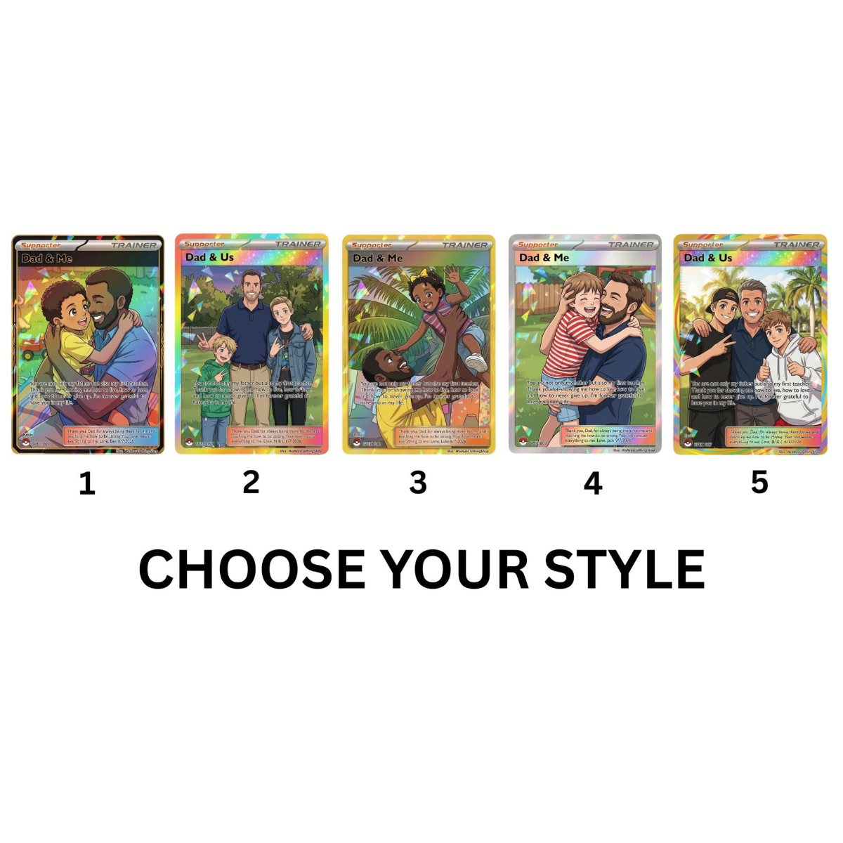 Custom Father's Day Card, Gift For Dad, Trainer Card, Father's Day Gift, Custom PKM Card Anime Gift