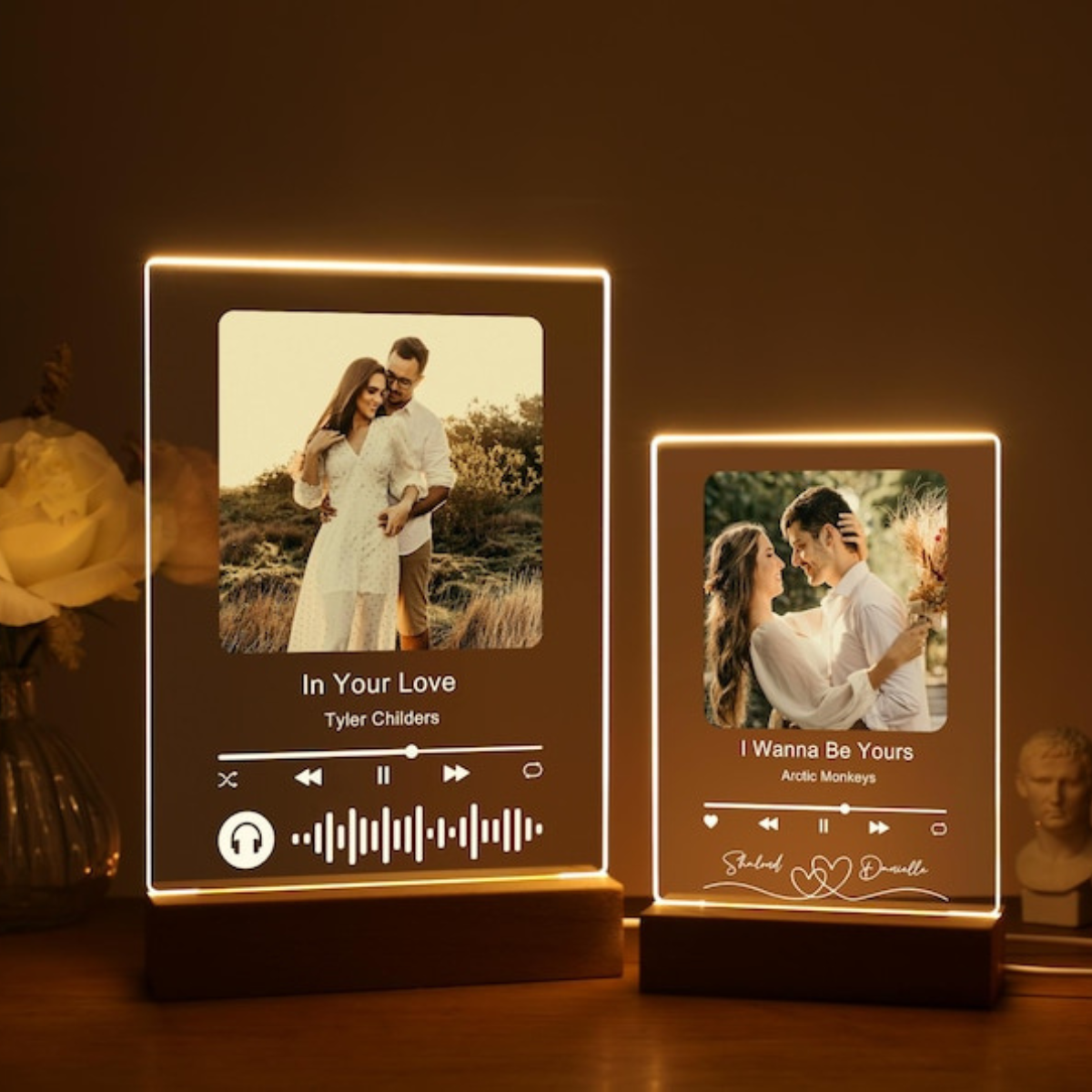 Personalized LED Song Plaque With Stand | Custom Music Night Light | Personalized Music Prints Photo Frame | Gift for Him Boyfriend Bestie