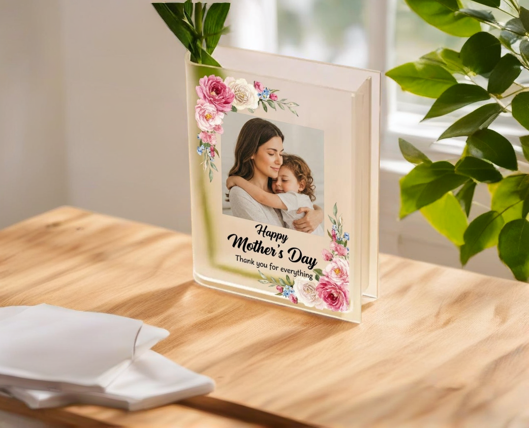 Personalized Photo Mom Acrylic Book Vase | Thank You For Everything Book Vase | Gift for Book Lovers, Home Decor, Mother's Day Gifts