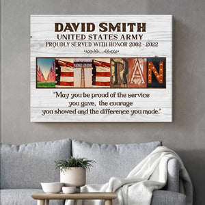 Veterans Day Gift, Military Gifts for Veteran, US Army Military Name Art Canvas, Gift For Grandpa