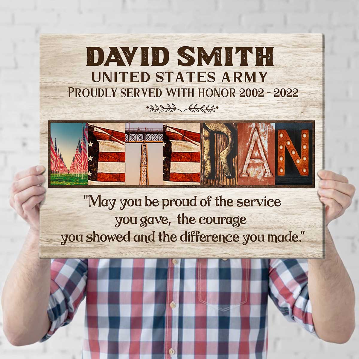 Veterans Day Gift, Military Gifts for Veteran, US Army Military Name Art Canvas, Gift For Grandpa