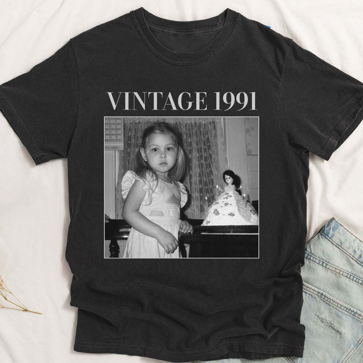 Vintage Photo And Year - Personalized Tshirt Birthday Shirt