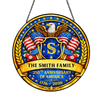 Personalized Eagle Crest Glass Suncatcher 250th Anniversary
