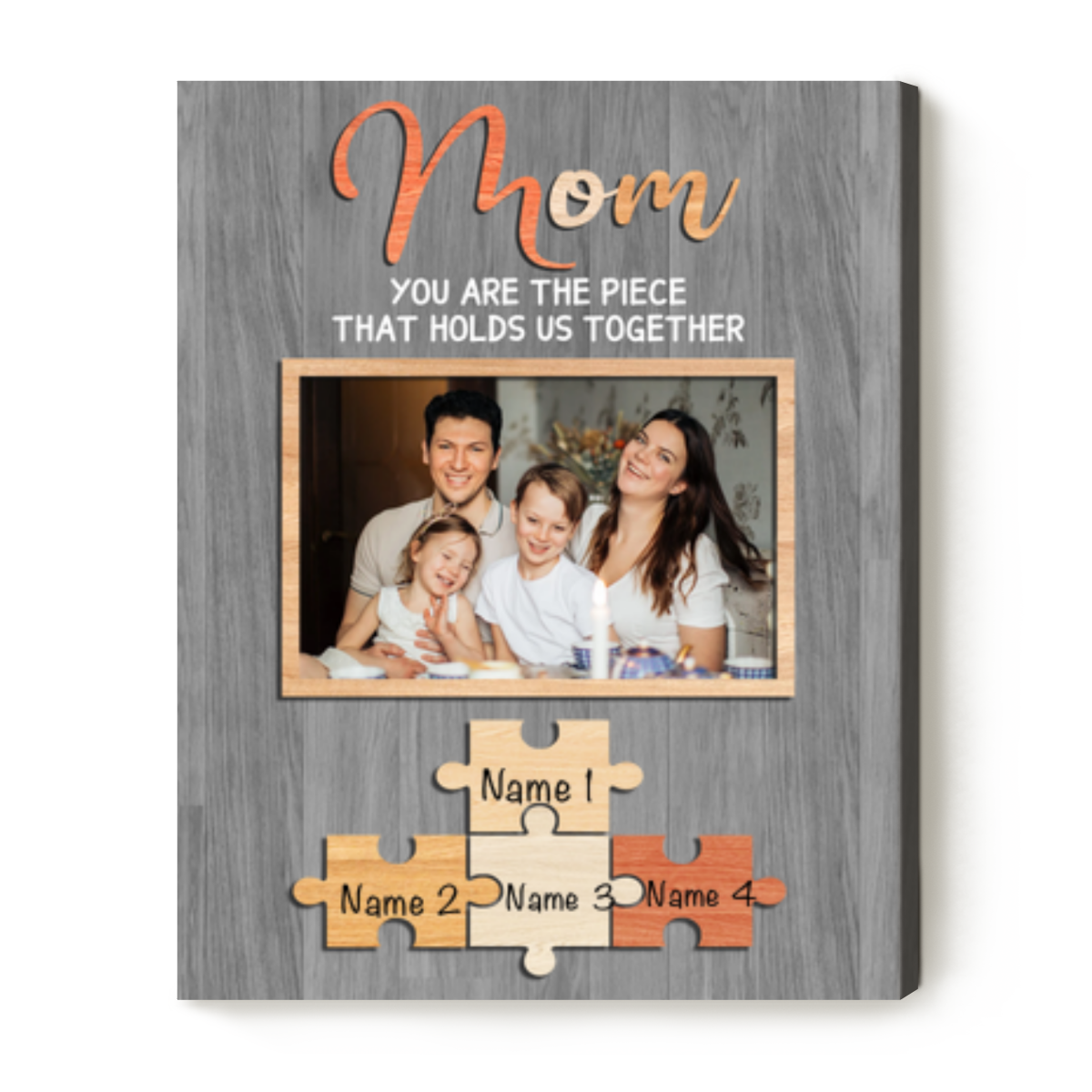 Mom You Are The Piece That Holds Us Together Puzzle Piece Canvas, Custom Picture Gifts For Mom, Personalized Mothers Day Gift, Gift For Mom From Kids